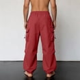 thumbnail image 5 of Leesechin Men's Baggy Cargo Pants Trendy Casual Parachute Pant Loose Fit Harem Joggers with Pockets for Streetwear, 5 of 7