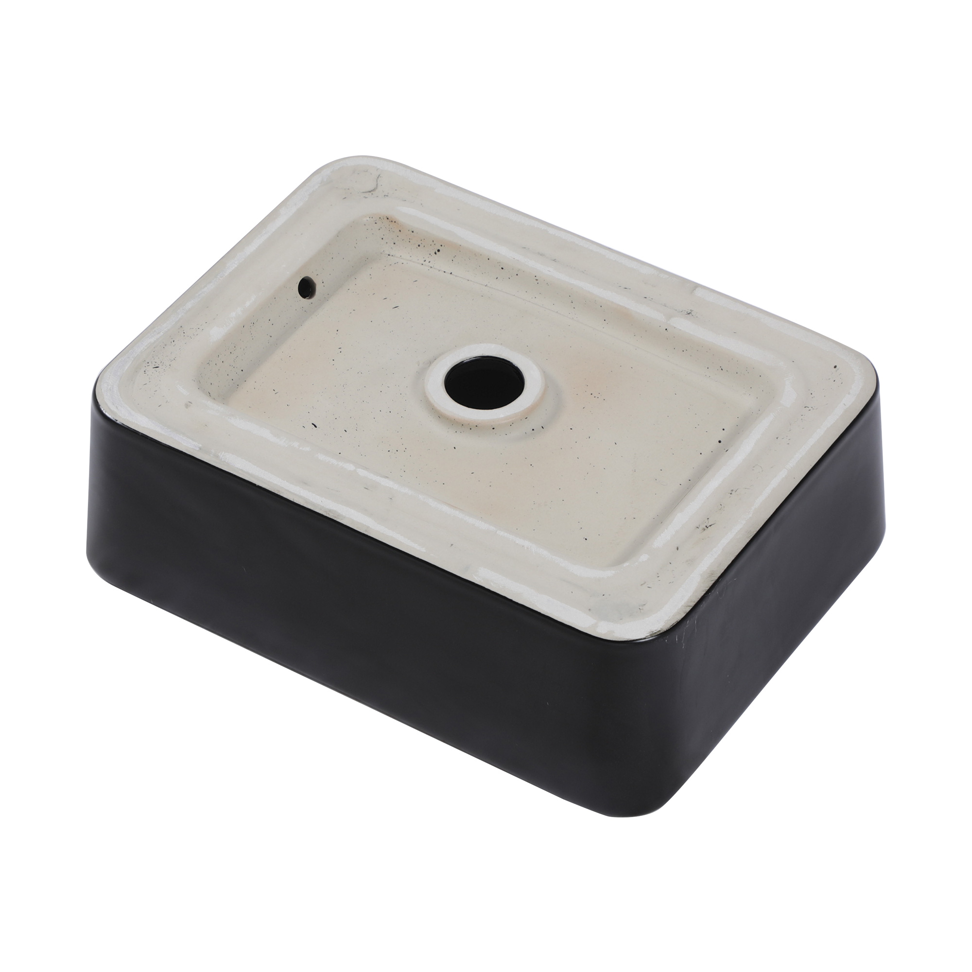 Logmey 16"Lx12"W Rectangle Black Vessel Sink for Bathroom Ceramic Sink Above Counter Basin Art