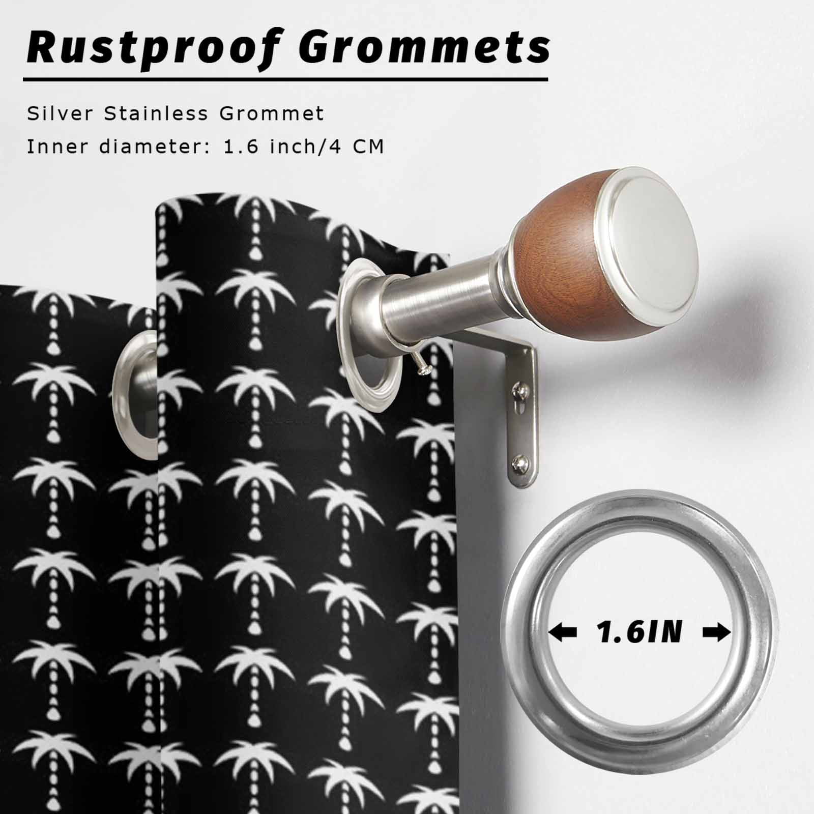 Palm Trees Outdoor Curtains for Patio, Summer Vintage Nautical Coastal Beach Ocean Black Tree Sunshade Privacy Drapes Grommet Waterproof Outside Curtains for Porch/Cabana/Balcony 54"x 108", 1 Panel