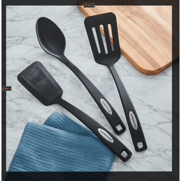 Farberware Dishwasher Safe Set of 3 Nylon Kitchen Tools in Black