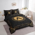 thumbnail image 3 of Manfei Initial A Letter Bedding Comforter Set 7-Piece, Black Gold Aztec Geometric King Bedding Sets, Vintage Western Style Reversible Bed Sheets, Lightweight Room Decor, 3 of 7
