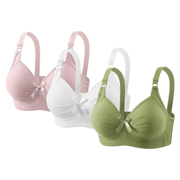 VBVC Women's 3 Pack Lace Trimmed Wireless T-Shirt Bra,ladies Adjustable Full Coverage Bralette,Supportive Sports Underwear For Women,Multicolor,Size XXXXL
