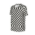 thumbnail image 3 of Easygdp Black and White Checkerboard Men's Muscle T-Shirt Men's Baseball Short Sleeves, for Gym Workout Athletic with Button - Small, 3 of 9