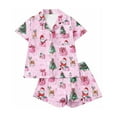 thumbnail image 6 of ZHYou Women's Christmas Pajama Sets Short Sleeve Shorts Sleepwear Loungewear Christmas Print Colorful Soft Comfortable Breathable Festive Holiday Pajamas Sets,Pink,Size M, 6 of 7