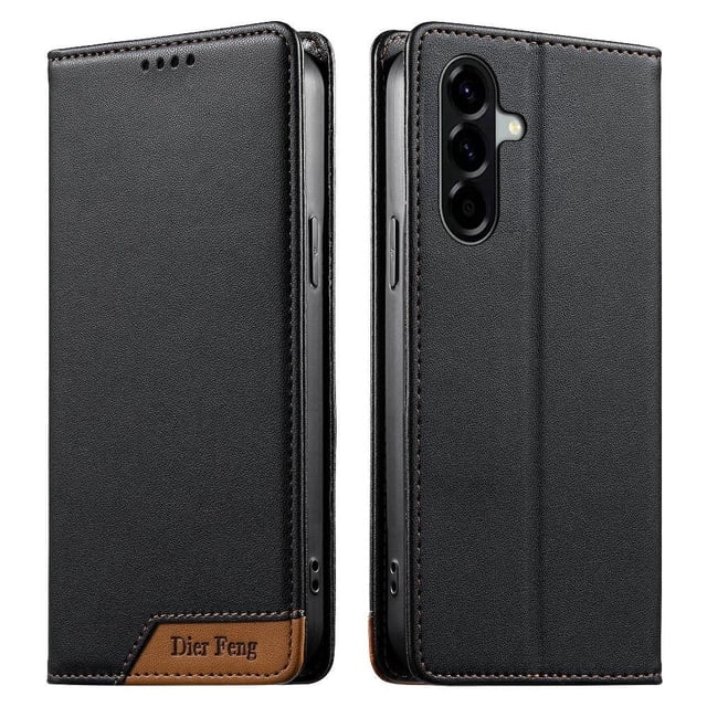 Funda Tipo Cartera de Cuero Sintético para Samsung Galaxy A57 Bloqueo RFID, con Ranuras para Tarjetas y Bolsillo para Efectivo, Cierre Magnético Fuerte Negro