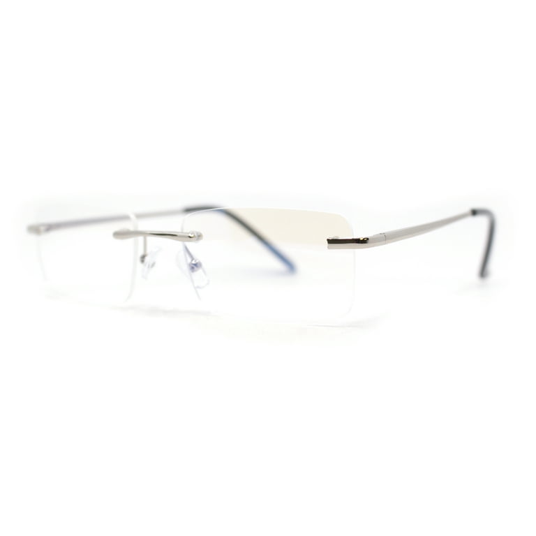 SA106 Rimless Narrow Rectangle Minimal Simple Dad Sunglasses Silver - Clear, adult Unisex, Size: One Size