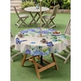 thumbnail image 3 of Outdoor Tablecloth with Umbrella Hole and Zipper, Purple Hydrangea Round Table Cloth 60 Inch Waterproof Tablecloth, Spring Eucalyptus Butterfly Rustic Burlap Picnic Table Cover for Patio Camping, 3 of 7
