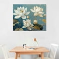 thumbnail image 3 of Nawypu Lotus Flower Canvas Wall Art Zen Picture Wall Decor White Water Lilies Bloom Painting Poster Spa Yoga Room Decor Frame, 3 of 5