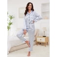 thumbnail image 5 of Womens Satin Pajamas Sets Long Sleeve Striped Silk Pajamas for Women 2-Piece Women Button Down Pajamas Set with Long Pants Soft Silk Sleepwear Set Satin Loungewear for Women, S-XXL, 5 of 11