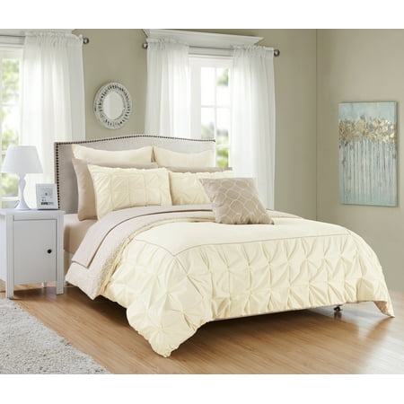 Complete Comforter Sets Chic Home Rajiv 10 Piece Comforter Set Complete Bed in a Bag Pleated Ruffles and Reversible Print Bedding with Sheet Set Decorative Pillows Shams Included ()