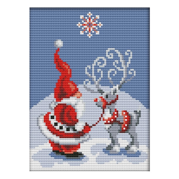 Kit Bordado Punto Cruz Cgtredaw 14CT Hecho A Mano Santa Claus Elk