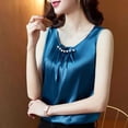thumbnail image 4 of Vibrex Tank Tops,Women's Pleated Round Neck Pullover Blouses Sleeveless Casual Fashionable Tank Top,Sleeveless Shirts,Blue_2XL, 4 of 5