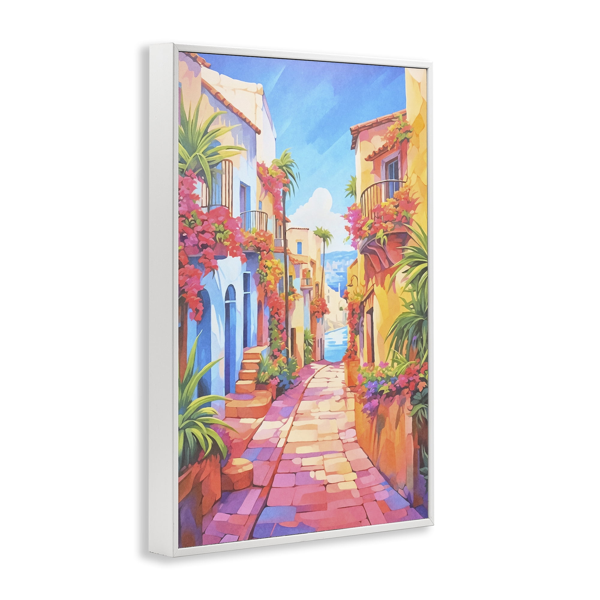 Stupell Industries Mediterranean Moments Scene Scenery Painting White Framed Art Print Wall Art, 12 x 18