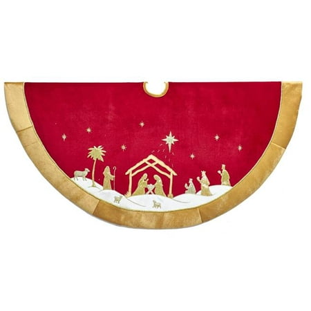UPC 086131516351 product image for Kurt Adler 48-Inch Red and Gold Religious Tree Skirt | upcitemdb.com