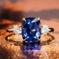 thumbnail image 5 of Cushion Cut Lab-Created Blue Sapphire & Moissanite Solitaire Ring in 925 Sterling Silver for Her - Elegant Engagement or Anniversary Gift, 5 of 5