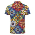 thumbnail image 5 of Mexican Talavera Ceramic Tile Pattern Men Zipper T-shirt Summer Casual Short Sleeve T-shirt Top, 5 of 7