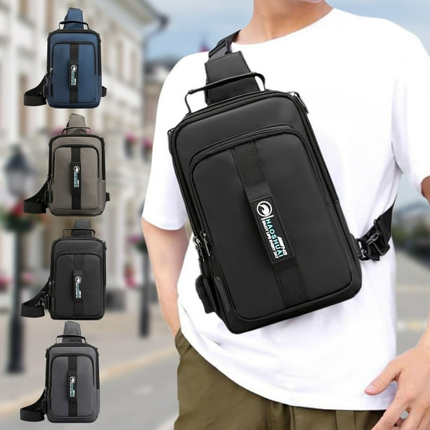 Fiudx Bolso Bandolera para Hombre y Mujer, Elegante Mochila Cruzada de Hombro, Puerto de Carga Usb, Mochila Versátil para Senderismo y Acampada, Correa Ajustable, Tamaño Compacto de 23 X 15 X 8 Cm.