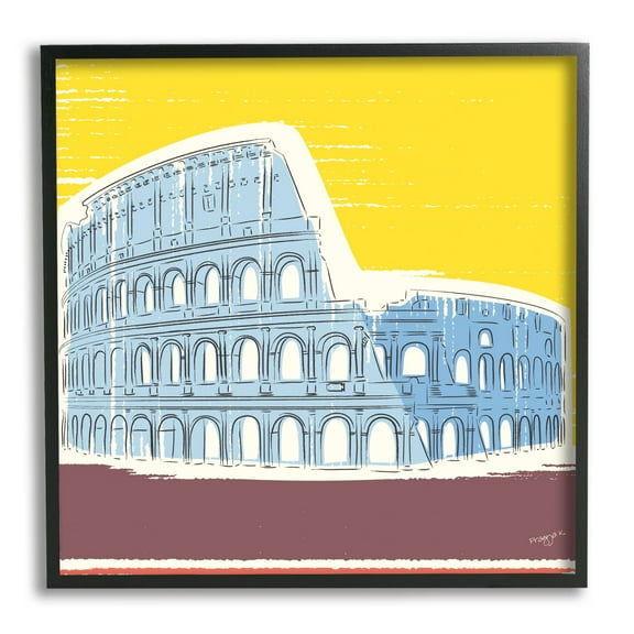Stupell Industries Modern Colosseum Building Travel & Places Painting Black Framed Art Print Wall Art, 12 x 12
