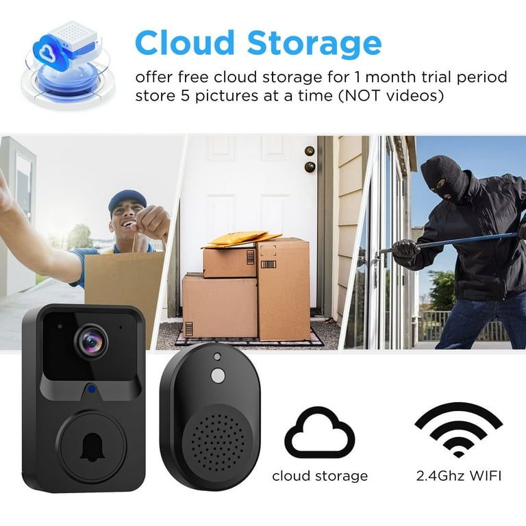 Kraoden Smart Wireless Video Doorbell, HD Night Vision, 2-Way