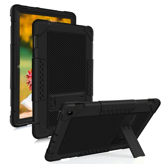 SOATUTO Case for Fire HD 10 10.1 inch for Fire HD 10 Plus Tablet 11th Gen 2021 Release Heavy Duty Shockproof Kids Friendly Sturdy Shell Case for Amazon Fire HD 10/Fire HD 10 Plus Tablet - Black Black