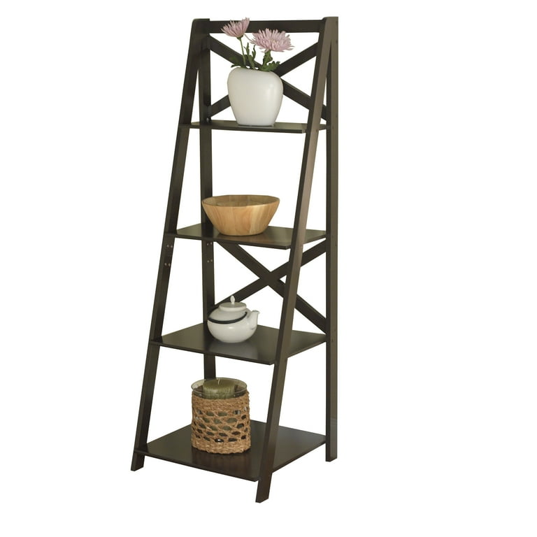 TMS X 4 - Tier Shelf, Ladder Bookcase, Espresso - Walmart.com