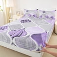 thumbnail image 3 of jejeloiu Bohemian Geometric Stripes Full Size Sheets,Vintage Waves Line Bed Sheets,Purple White Black Sheet Sets For Luxury Bedroom Decor,4 Pieces, 3 of 7