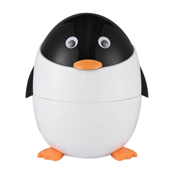 XIANXIAN Penguin Trash Can, 3.2 Gallon Kids Trash Can with Removable Inner Bucket, Animal Themed Garbage Can, Plastic Cute Trash Can for Bedroom, Kids Room, Nursery, Dormitory, Bathroom
