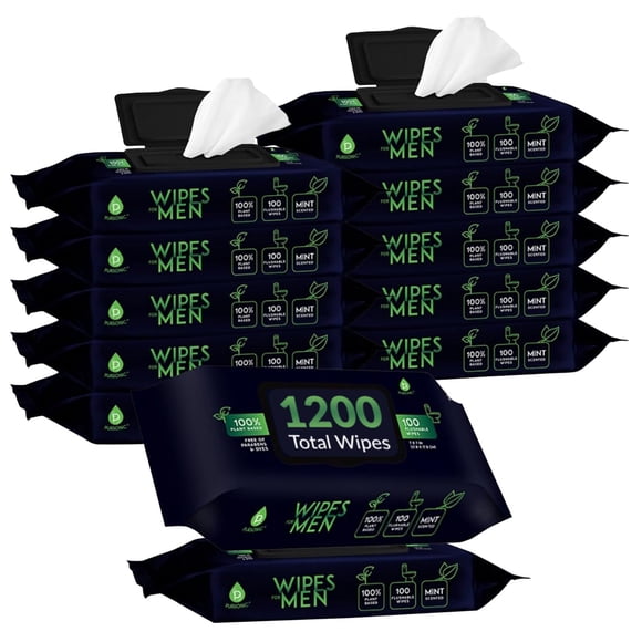 Toallitas desechables Pursonic Soft Mint con aroma a menta para hombre, 12 x 1200