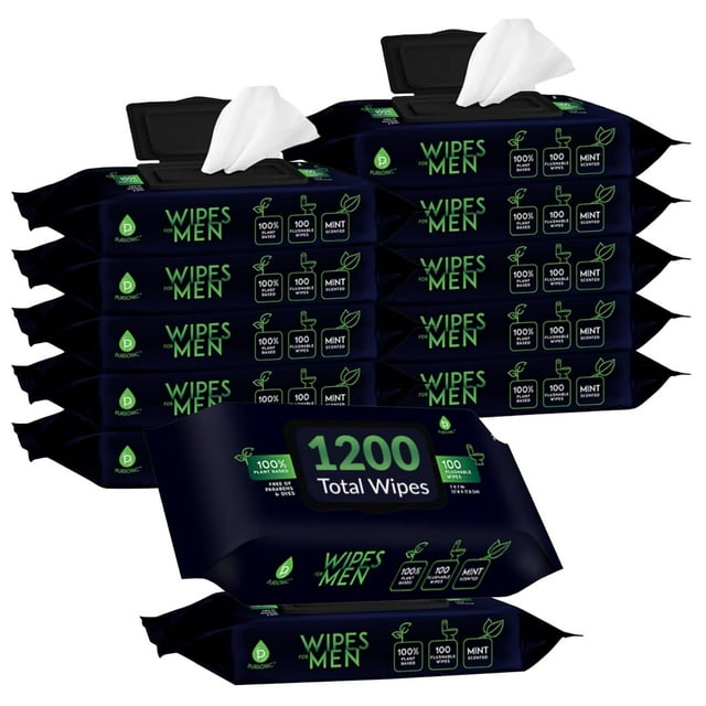 Toallitas desechables Pursonic Soft Mint con aroma a menta para hombre, 12 x 1200