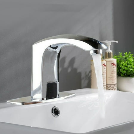 

Automatic Touchless Water Faucet Sink Basin Sensor Mixer Tap W/ Hole Cover Kitchen New