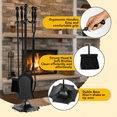 thumbnail image 5 of Nalone 5 Pcs Fireplace Tools Set 31 inches Wrought Iron Fireplace Tools with Ergonomic Handle, Fireplace Accessories Set Included Serrated Tong, Shovel, Base, Poker and Brush, 5 of 8
