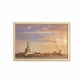 thumbnail image 1 of Retro Wall Art with Frame, Liberty American Freedom on NYC Sunset River Skyscraper, Printed Fabric Poster for Bathroom Living Room, 35" x 23", Yellow White, by Ambesonne, 1 of 2