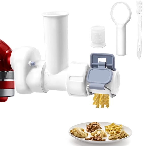 6 in 1 Pasta Press Attachment for KitchenAid Stand Mixer, Stainless Steel Pasta Maker Cutter Kit with 6 Shapes, Easy-to-Use Kitchen Aid Accessories and Attachments for Homemade Noodles & Spaghetti