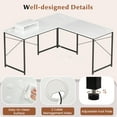 thumbnail image 6 of Giantex 95 Inch Reversible Corner Desk, L-Shaped Computer Desk w/Monitor Stand & 3 Cable Holes, 2-Person Long Study Writing Desk for ome Office, White, 6 of 9