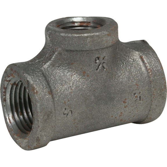 Anvil International Malleable Iron Pipe Fitting Reducing Tee - NPT Female - 3/4 x 1/2 x 1/2, Black