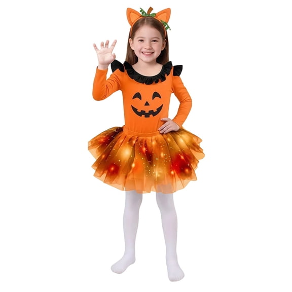 HAYIMI Halloween Cat For Girls Playful Tutu Dress For Kids Halloween Party Dress Up Outfit Sets Relaxed Fit Clothes Sets