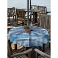 thumbnail image 2 of Outdoor Tablecloth with Umbrella Hole for Patio/Picnic/Party/Camping, Navy Blue Palm Tree Waterproof Table Cloth Round Cover Washable, Coastal Tropical Trees Vintage Summer (Dia 54"), 2 of 9