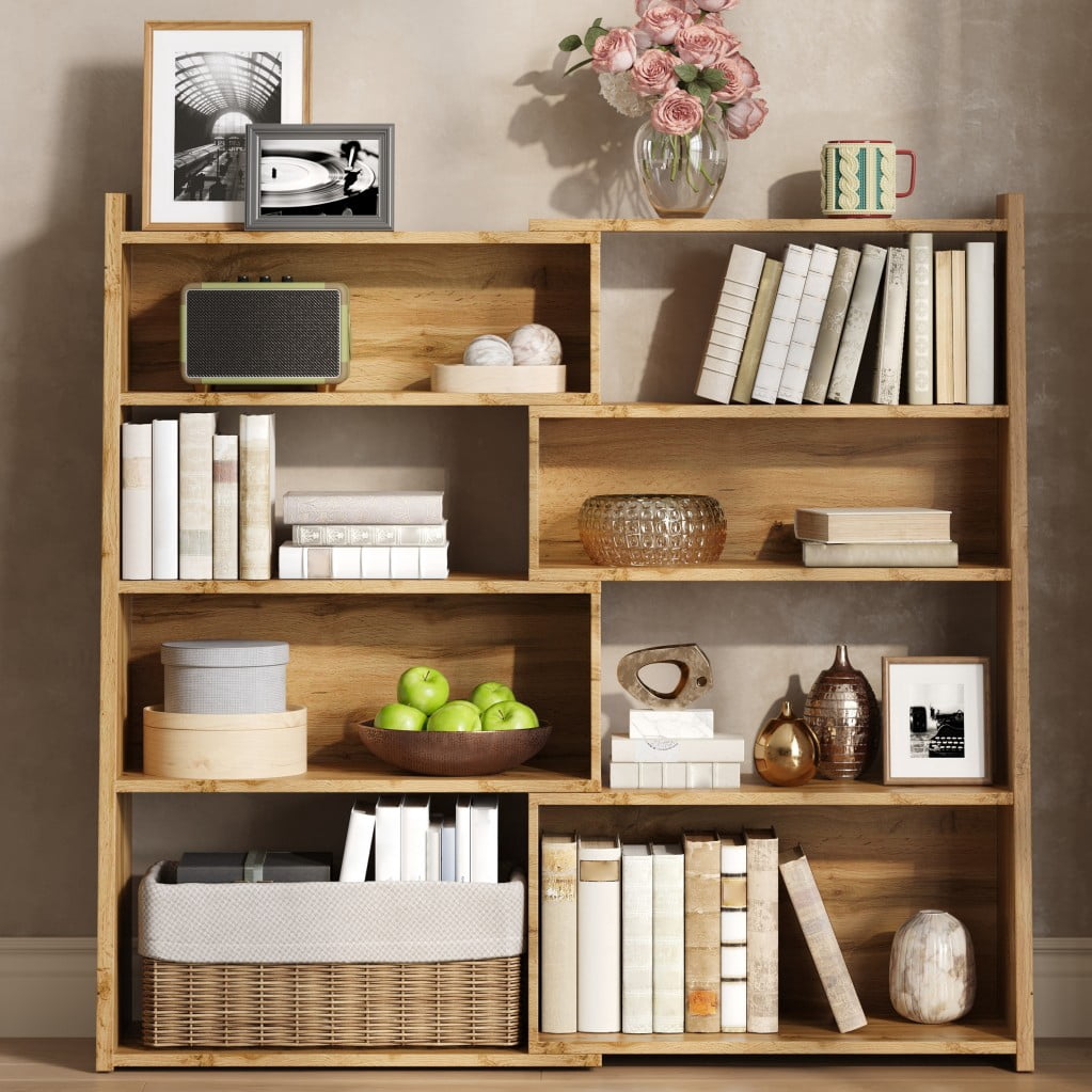 Expandable Bookshelf, 4-Tier 2-Piece L-Shaped Adjustable Bookcase, Up to 47" Wide Modular Storage Shelf for Wall Corners, Living Room, Bedroom & Small Spaces, White