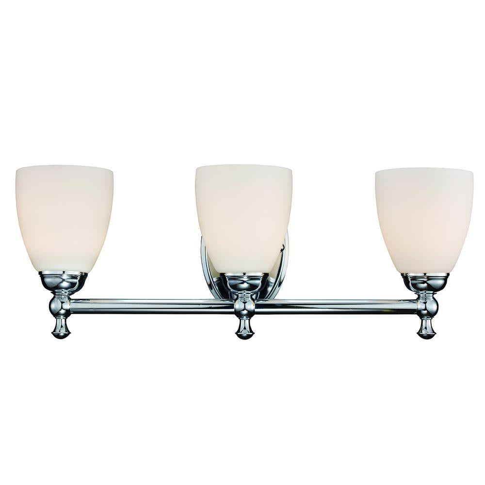 Hampton Bay 3 Light Chrome Vanity Light Fixture With Etched Glass