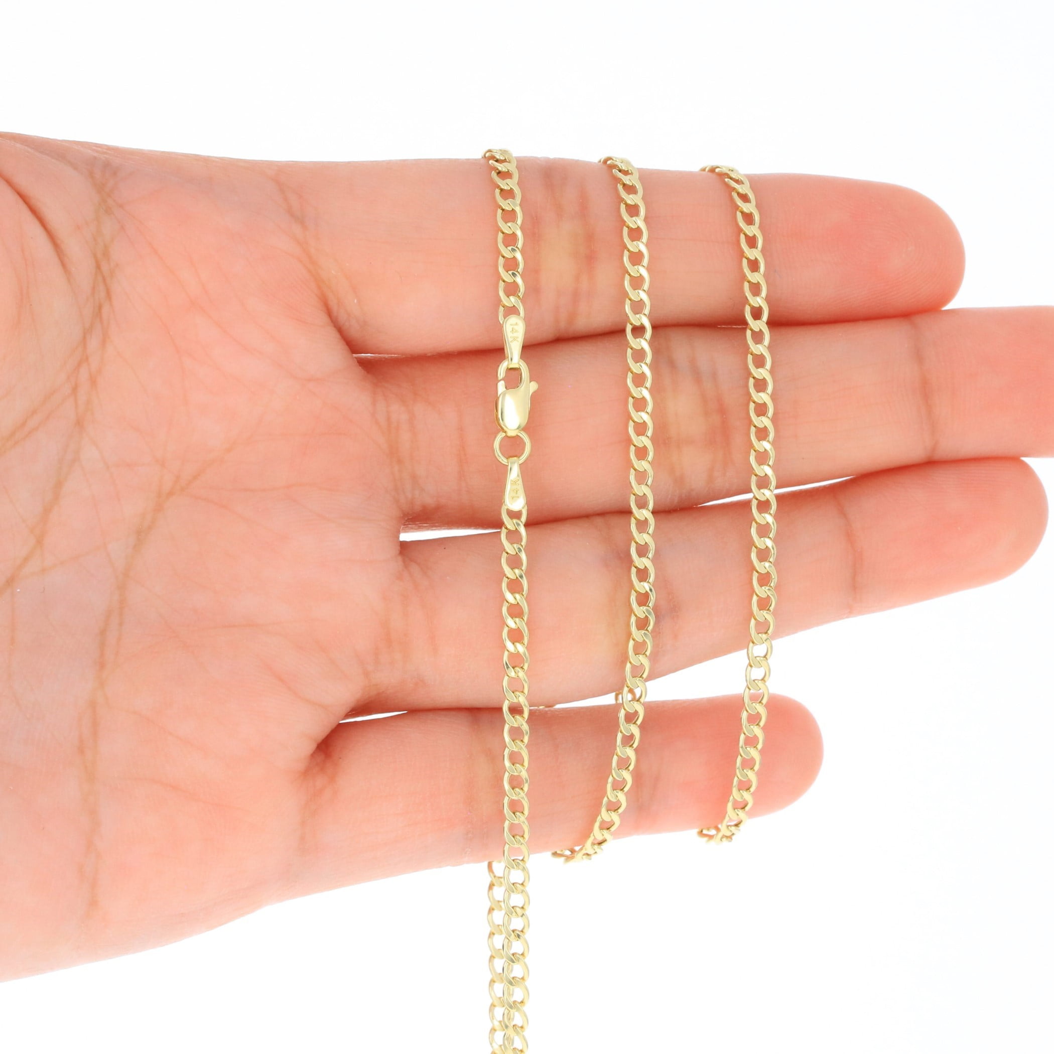 Nuragold 14K Real Yellow Gold Cuban Curb Link Chain Bracelet 7"-9" (2mm-7.5mm) Italian Jewelry for Men & Women