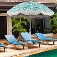 thumbnail image 4 of Gymax 6.5 FT Beach Umbrella w/ Fringe Tassel Umbrella w/ Push Button Tilt Sand Anchor Green, 4 of 10