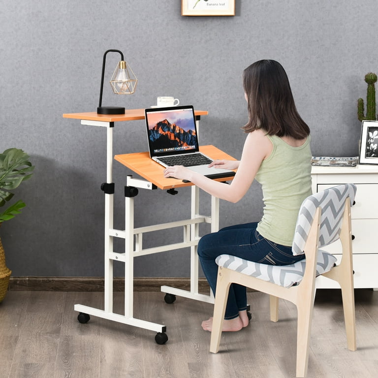 Costway Adjustable Computer Stand Up Desk, Mobile Sit Stand Costway Adjustable Computer Stand Up Desk, Mobile Sit Stand