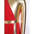 thumbnail image 6 of Hansber Kids Girls Full Length Patchwork Tights Metallic Jumpsuit Dress Praise Dance Outfit Worship Liturgical Dancewear Red 16, 6 of 7