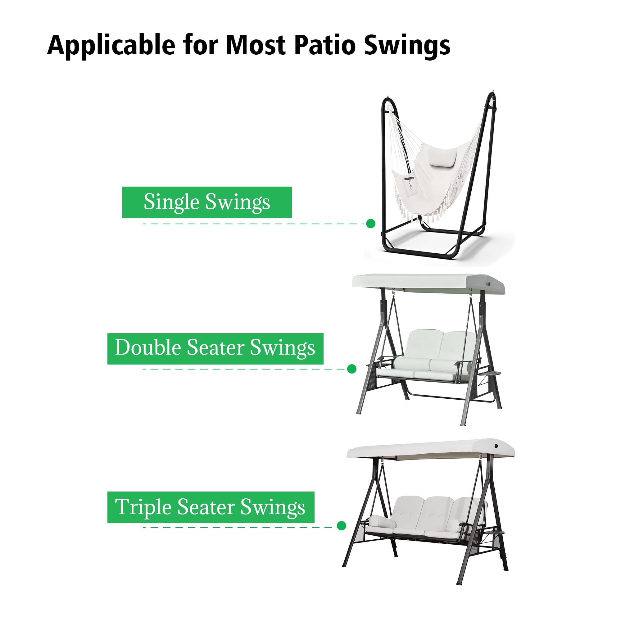 COSYUMI Outdoor Swing Covers for 3 Seater, Patio Swing Cover for Outdoor Patio Swing, Waterproof Hammock & UV Resistant Swing Canopy Cover, Garden Swing Chair Cover Furniture Protector,65x49x66Inch
