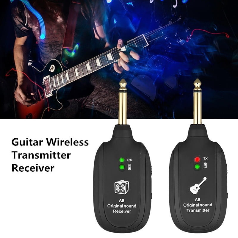 Wireless Guitar System,XIAOKOA UHF Wireless Guitar Transmitter Receiver 164Feet Range with HD LED Screen for Electric Guitar Bass Musical Instruments （Black） 