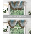 thumbnail image 5 of Waterfall Valances for Windows, Teal Blue Kitchen Sheer Valance Curtains, Brown White Minimalist Retro Smear Ombre Art Rod Pocket Elegant Swag Valances for Living Room Bedroom, 47.2"x38.5", 2 Panel, 5 of 8