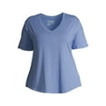 thumbnail image 2 of Terra & Sky Short Sleeve Ringer Solid Print T-Shirt (Women's Plus) 1 Pack, 2 of 6
