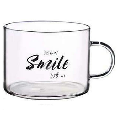 

Glass Cup with Handle Mug Office Tea Cup Dessert Cup Oatmeal Breakfast Cup B