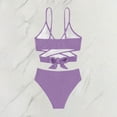 thumbnail image 5 of UTSJKR Women's Solid Color Loose Fit Two Piece Bikini, Wire Free Casual Bathing Suit, Summer Pool Side Basic Swimwear Purple XL, 5 of 5
