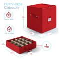 thumbnail image 4 of Hearth & Harbor Small Christmas Ornament Storage Box - Fits up to 64 Holiday Ornaments - Red Fabric Cube, 4 of 7